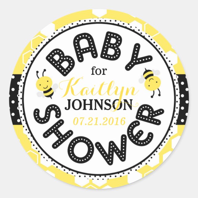 Bumble Bee Honeycomb Baby Shower Label (Front)
