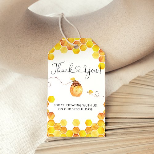 Bumble bee honeycomb baby shower thank you tags