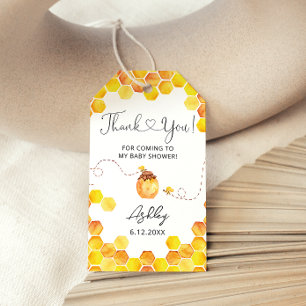 Bumble bee honeycomb baby shower thank you tags