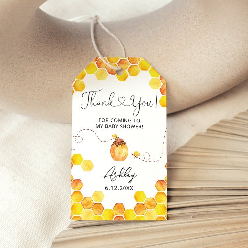 Bumble bee honeycomb baby shower thank you tags