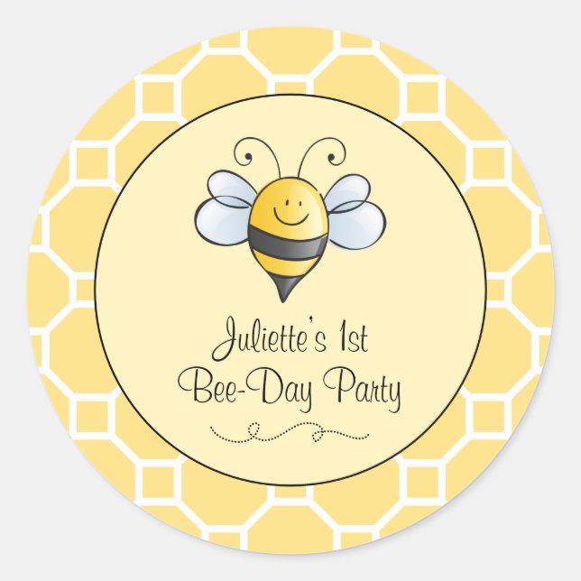 Bumble Bee Honeycomb Bee Day Birthday Party Classic Round Sticker (Front)