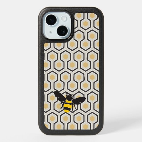 Bumble Bee Honeycomb Blue and Gold iPhone 15 Case