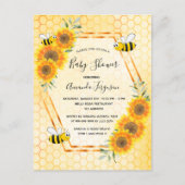 Bumble bee honeycomb floral baby shower invitation postcard (Front)