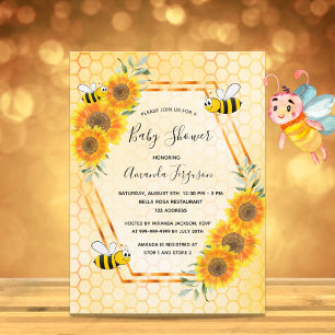 Bumble bee honeycomb floral baby shower invitation postcard