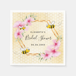 Bumble bee honeycomb pink florals bridal shower napkins