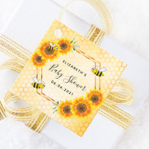 Bumble bee honeycomb sunflower baby shower favor tags
