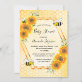 Bumble bee honeycomb sunflowers baby shower invitation (Front)