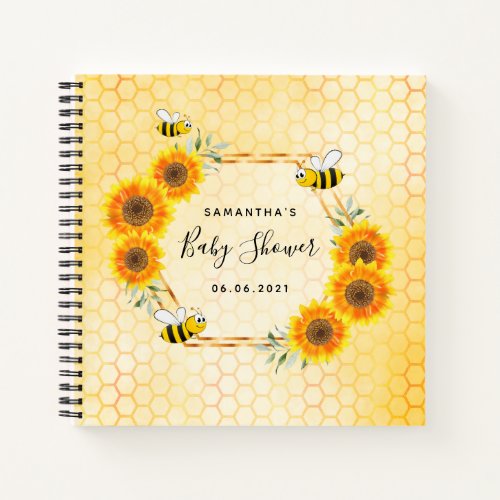Bumble bee honeycomb sunflowers baby shower notebook