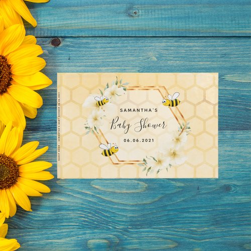 Bumble bee honeycomb tropical florals baby shower guest book