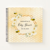 Bumble bee honeycomb tropical florals baby shower notebook