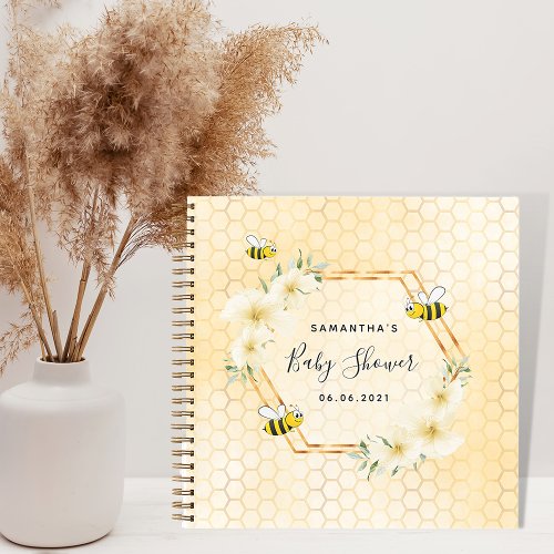 Bumble bee honeycomb tropical florals baby shower notebook