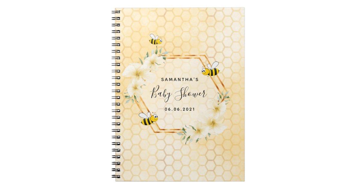 Bumble Bee Honeycomb Tropical Florals Baby Shower Notebook