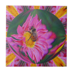 Bumble Bee In Bubble Nature Abstract Art Tile
