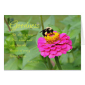 Bumble Bee In Pink Zinnia Thinking of You Card (Front Horizontal)
