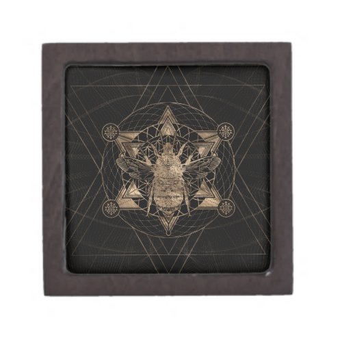 Bumble Bee in Sacred Geometry _ Black and Gold Gift Box