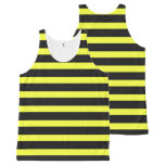 [ Thumbnail: Bumble Bee Inspired Black/Yellow Stripes Pattern Tank Top ]