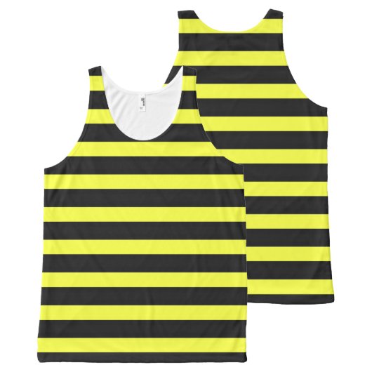 Bumble Bee Inspired Black/Yellow Stripes Pattern All-Over-Print Tank Top (Front and Back)