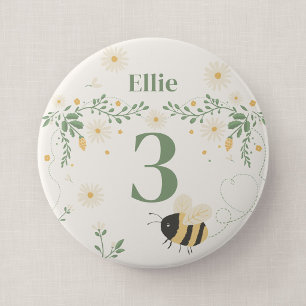 Bumble Bee Kid's Birthday Age Keepsake Badge Button