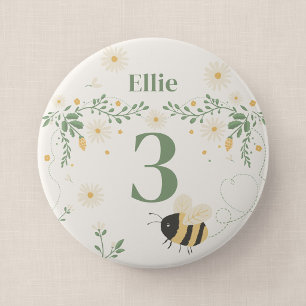 Bumble Bee Kid's Birthday Age Keepsake Badge Button