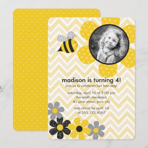 Bumble Bee Birthday Party Invitations