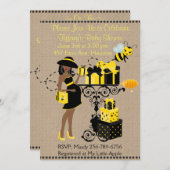 Bumble Bee Lady Yellow African Baby Shower Invite (Front/Back)