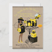 Bumble Bee Lady Yellow African Baby Shower Invite (Back)
