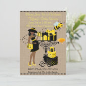 Bumble Bee Lady Yellow African Baby Shower Invite (Standing Front)