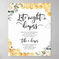 Bumble bee Late night diapers baby shower Poster