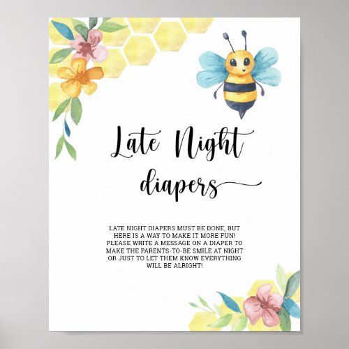 Bumble bee  Late night diapers game  Poster