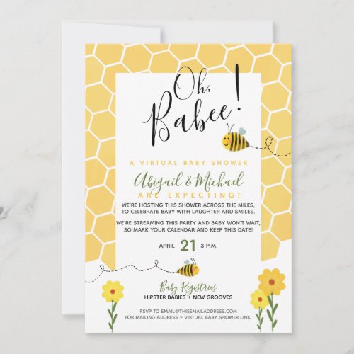 Bumble Bee Long_Distance Virtual Baby Shower Invitation