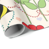 Bumble Bee Love with Flowers Wrapping Paper (Roll Corner)
