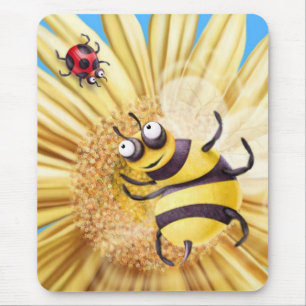 BUMBLE BEE LOVING THE LADY BIRD MOUSE PAD