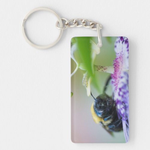 Bumble Bee macro photograph Keychain