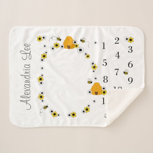 Bumble Bee Milestone Monthly Photo Prop Baby Girl Sherpa Blanket