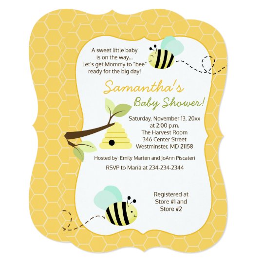 Bumble Bee Mint Green Gender Neutral Invitation Zazzle Com