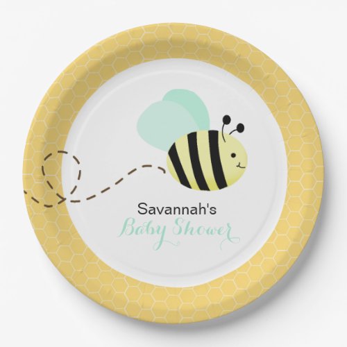 Bumble Bee Mint Green Wings Custom Paper Plate 2