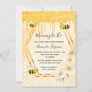 Bumble bee Mommy-to-bee gold glitterbaby shower Invitation