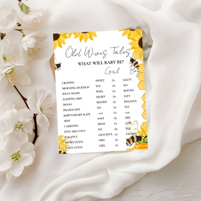 Bumble Bee Old WIves Tales Baby shower Game Card (Creator Uploaded)