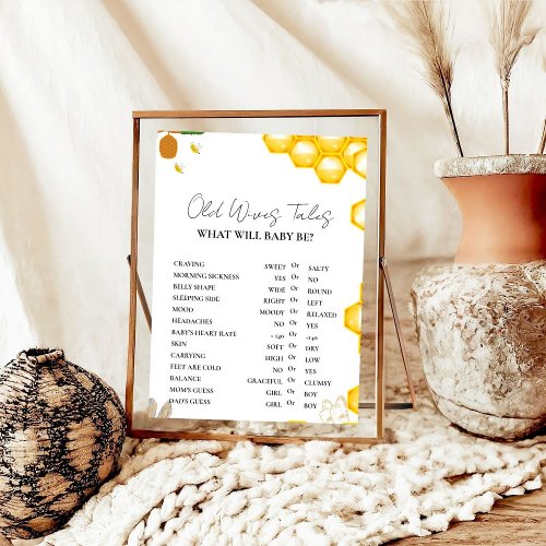 Bumble Bee Old WIves Tales Baby shower Game  Poster