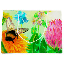 Bumble Bee on a Dandelion Flower Illustration