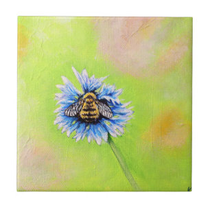 Bumble Bee on a Flower Painting Ceramic Tile