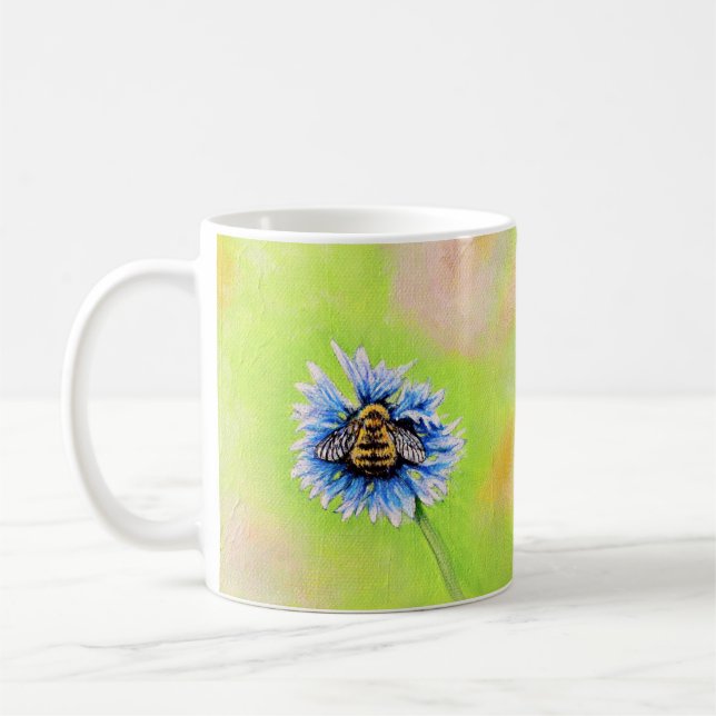 Bumble Bee on a Flower Painting Coffee Mug (Left)