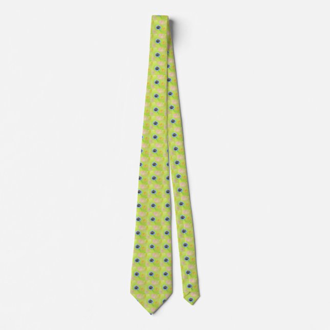 Bumble Bee on a Flower Painting Neck Tie (Front)
