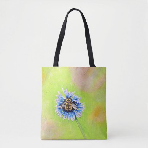 Bumble Bee on a Flower Painting Tote Bag