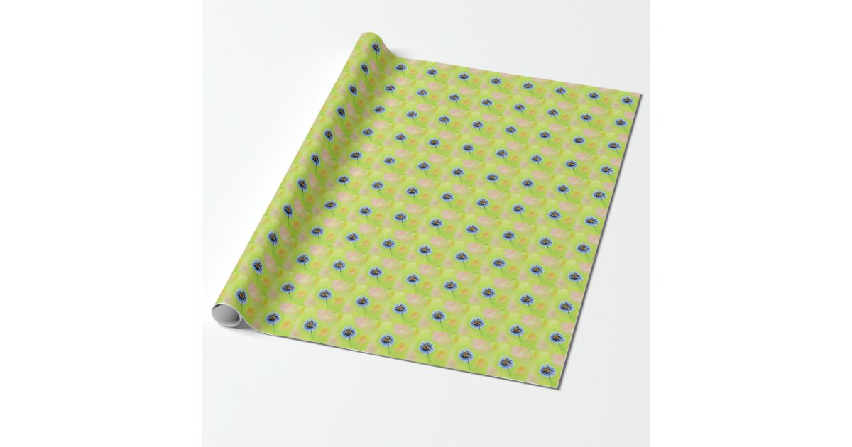 Cute Happy Bumble Bee with Flowers Little Kid Wrapping Paper