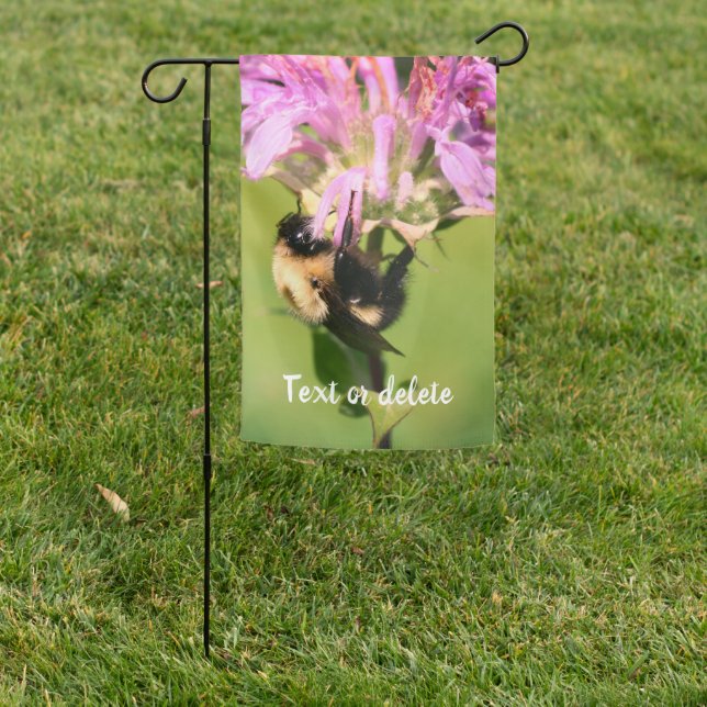 Bumble Bee On Bee Balm Flower Personalized Garden Flag (In SItu)