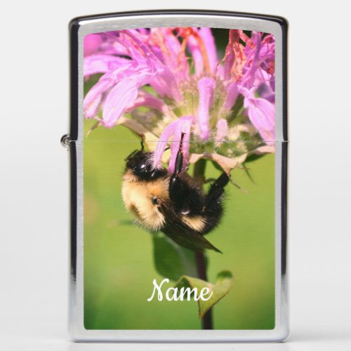 Bumble Bee On Bee Balm Flower Personalized Zippo Lighter