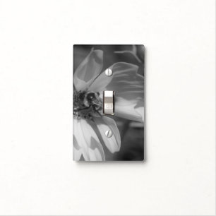 Bumble Bee On Cosmos Flower In Black And White Light Switch Cover