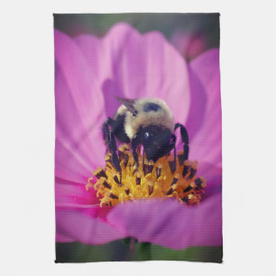 Bumble Bee On Cosmos Flower Kitchen Towel