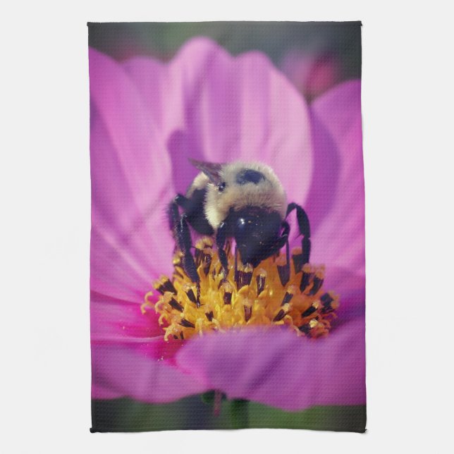 Bumble Bee On Cosmos Flower  Kitchen Towel (Vertical)
